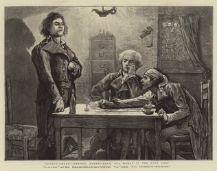 Noventa y Tres, Danton, Robespierre y Marat en la tienda de vinos