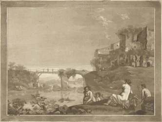 Paisaje con ninfas bañándose