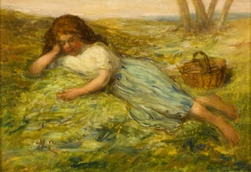 Niña y cesta, siglo XIX