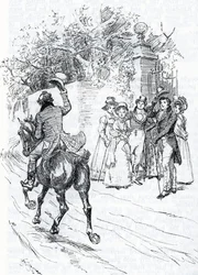 Mr Perry pasando a caballo (ilustración)