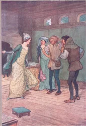 Vacíalo en el foso fangoso, ilustración de Las Alegres Comadres de Windsor, 1910