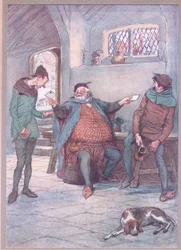 Esta carta a la Sra. Page y tú esta a la Sra. Ford, ilustración de Las Alegres Comadres de Windsor, 1910