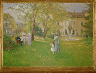 Parque de una elegante villa vienesa (pintura sobre lienzo)