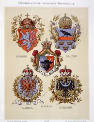 Escudos de armas del Imperio austrohúngaro, del «Heraldischer Atlas» del artista, 1899