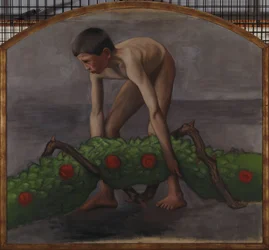 Portador de guirnalda; niño que lleva la guirnalda de la vida, estudio para el fresco de la catedral de Tampere