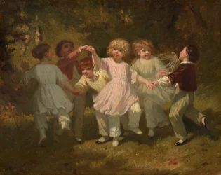 Niños jugando en un parque, c.1860 (óleo sobre lienzo)