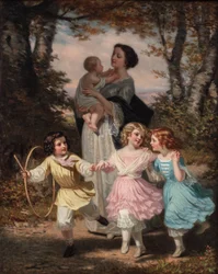 Madre e hijos, c.1840-80 (óleo sobre lienzo)
