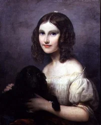 Retrato de una niña con su perro