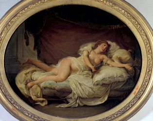 Mujer Couchee Pintura de Hugues Traval (1728-1785) 1779 Sol. 0,36 x 0,44 m Museo de Bellas Artes de Towers