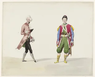 Dos hombres en traje histórico, 1841 Seis acuarelas de trajes históricos para el baile de disfraces de 1841 (título de la serie)