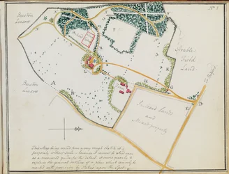 Mapa de "Red Books", para "Mogenhanger en Bedfordshire, una residencia de Godfrey Thornton Esq.", 1792