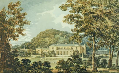 El frente sur con el frente este en perspectiva, del Libro Rojo para Antony House, c.1812