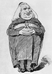 Franz Liszt (1811-86) como abad, caricatura de Borsszem Janko, 27 de julio de 1870