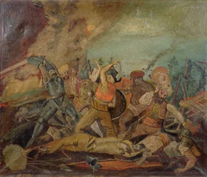 Soldados otomanos y húngaros luchando en el siglo XVII