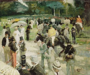 Carrera en Longchamp (óleo sobre lienzo)