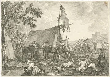 Paisaje con un campamento militar.