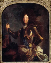 Retrato del Rey de Francia Luis XIV en armadura