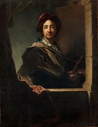Retrato del Artista, medio cuerpo, en una ventana, 1712