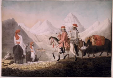 William Moorcroft y Hearsey en el camino al lago Mansarowar (Tíbet) 1812