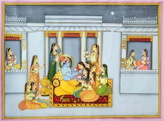 Krishna y las gopis por la noche