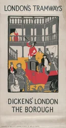 El Londres de Dickens - El Borough, cartel de los tranvías del Consejo del Condado de Londres LCC, 1923