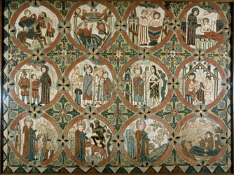 San Martín de Tours - Lado del altar: escenas de la historia de San Martín de Tours - 12 escenas de la vida de San Martín - Islandia, bordado