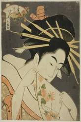 La cortesana Senzan del Chojiya, de la serie "Bellezas de los Cinco Festivales (Bijin gosekku)"