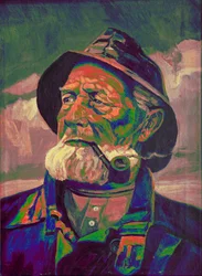 Pescador de colores con pipa