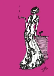 Mujer sofisticada fumando