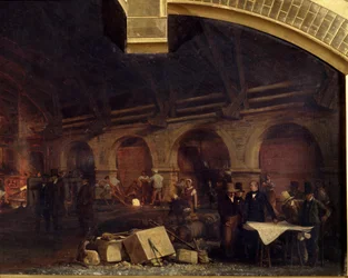 Metalurgia: "La gran forja de Fourchambault" (detalle). Pintura de François Bonhomme (1809-1881) 1839 Fourchambault