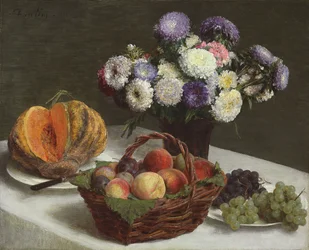 Flores y frutas, 1865