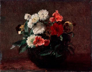 Flores en un jarrón de barro, 1883