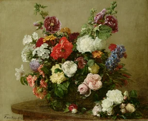 Rosas y peonías francesas, 1881