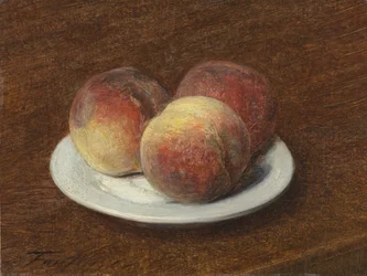 Tres melocotones en un plato, 1868