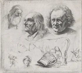 Estudio de seis cabezas y una lechera, 1816