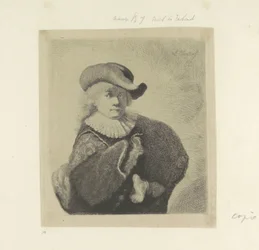 Autorretrato con sombrero de ala ancha y capa bordada Recueil de quatre-vingt-cinq estampes originales (título de la serie)
