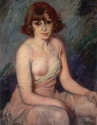 Mujer en ropa interior con un pecho al descubierto (siglo XX)