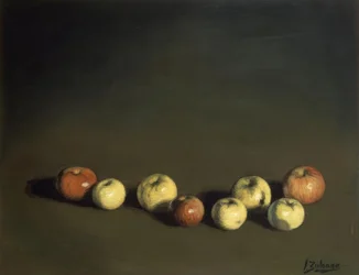 Bodegón de las ocho manzanas, 1944, óleo sobre lienzo, 37 x 72 cm