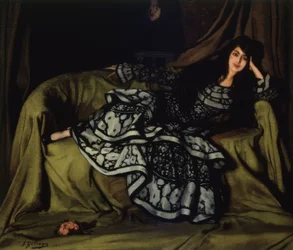 Marcelle Souty con vestido de volantes