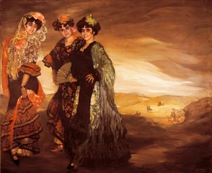 Los tres primos (con los trajes tradicionales españoles de bailarines) c.1903