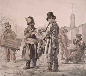 Vendedor de Sbiten en la calle de la serie Estos son nuestros pueblos, 1842
