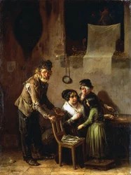 Grupo familiar, de Ignazio Manzoni (1799-1888), óleo sobre lienzo