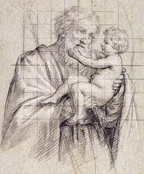 San José sosteniendo al Niño Jesús