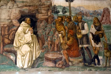 Vida de San Benito, Escena 7: Benito instruye a los campesinos