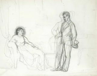 Adelina Patti (1843-1919) como Violetta en la ópera La traviata de Giuseppe Verdi par Repin, Ilya Yefimovich (1844-1930), finales de la década de 1860-principios de la de 1870 - Lápiz sobre papel - Palacio de Constantino, San Petersburgo