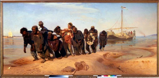 Transportadores de barcazas en el Volga (rusia)