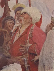 (detalle) de la pintura La Respuesta de los Cosacos Zaporogos al Sultán Mehmet IV, 1891