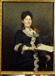 Retrato de la cantante soprano Alexandra Molas (1845-1929). (Retrato del Cantante de Ópera A. Molas). Pintura de Ilya Yefimovich Repin (Ilia Repin) (1844-1930), óleo sobre lienzo