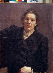 Retrato del escritor Maxime Gorki (1868-1939). (Retrato del Autor M. Gorky). Pintura de Ilya Repin (Ilia Repin) (1844-1930), óleo sobre lienzo