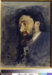 Retrato del escritor Vsevolod Mikhailovich Garchine (1855-1888). (retrato del Autor V. M. Garshin). Pintura de Ilya Refimovich Repin (Ilia Repin) (1844-1930), óleo sobre lienzo